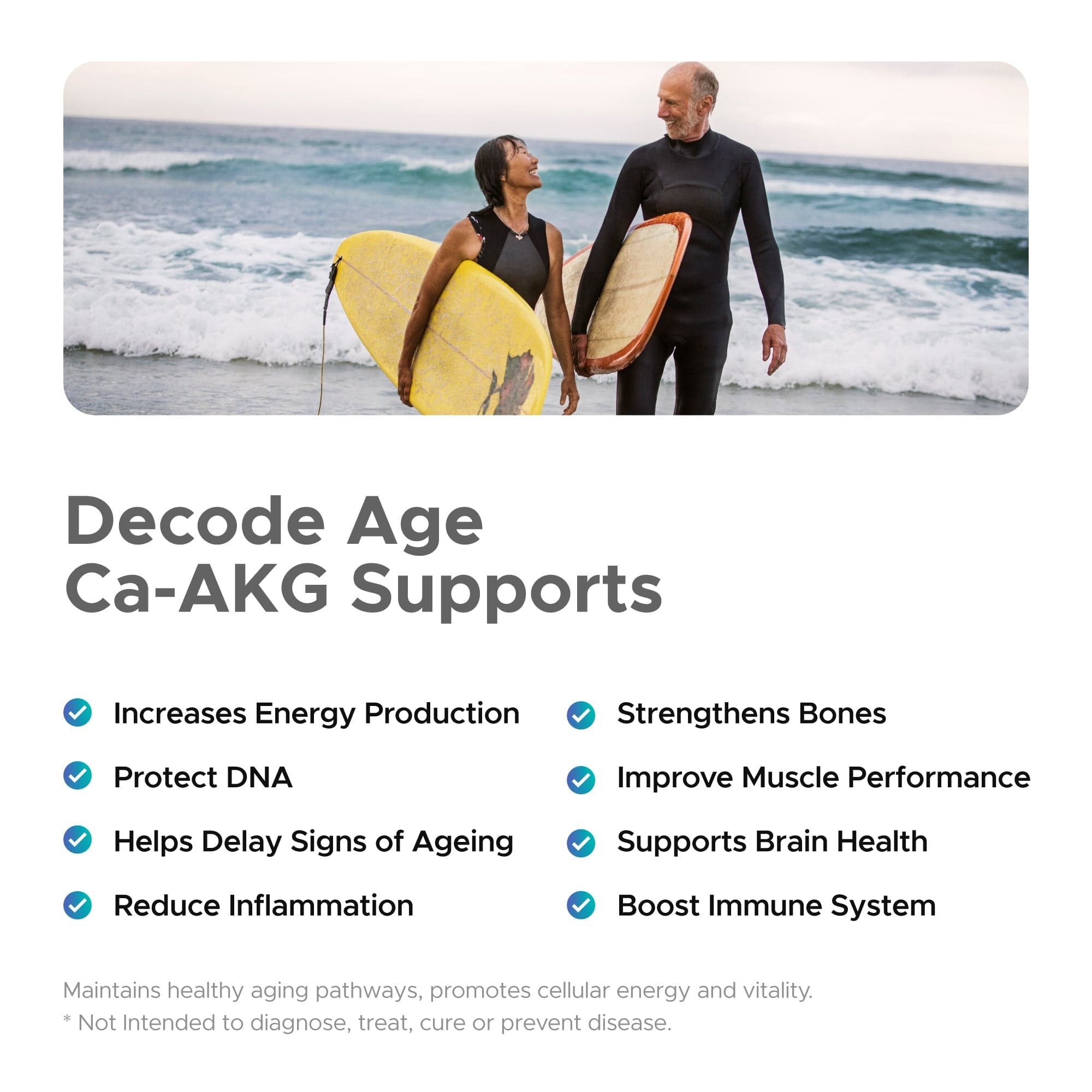Decode Age Capsule Ca-AKG Supplement Calcium Alpha-Ketoglutarate (30 Veg Capsules)