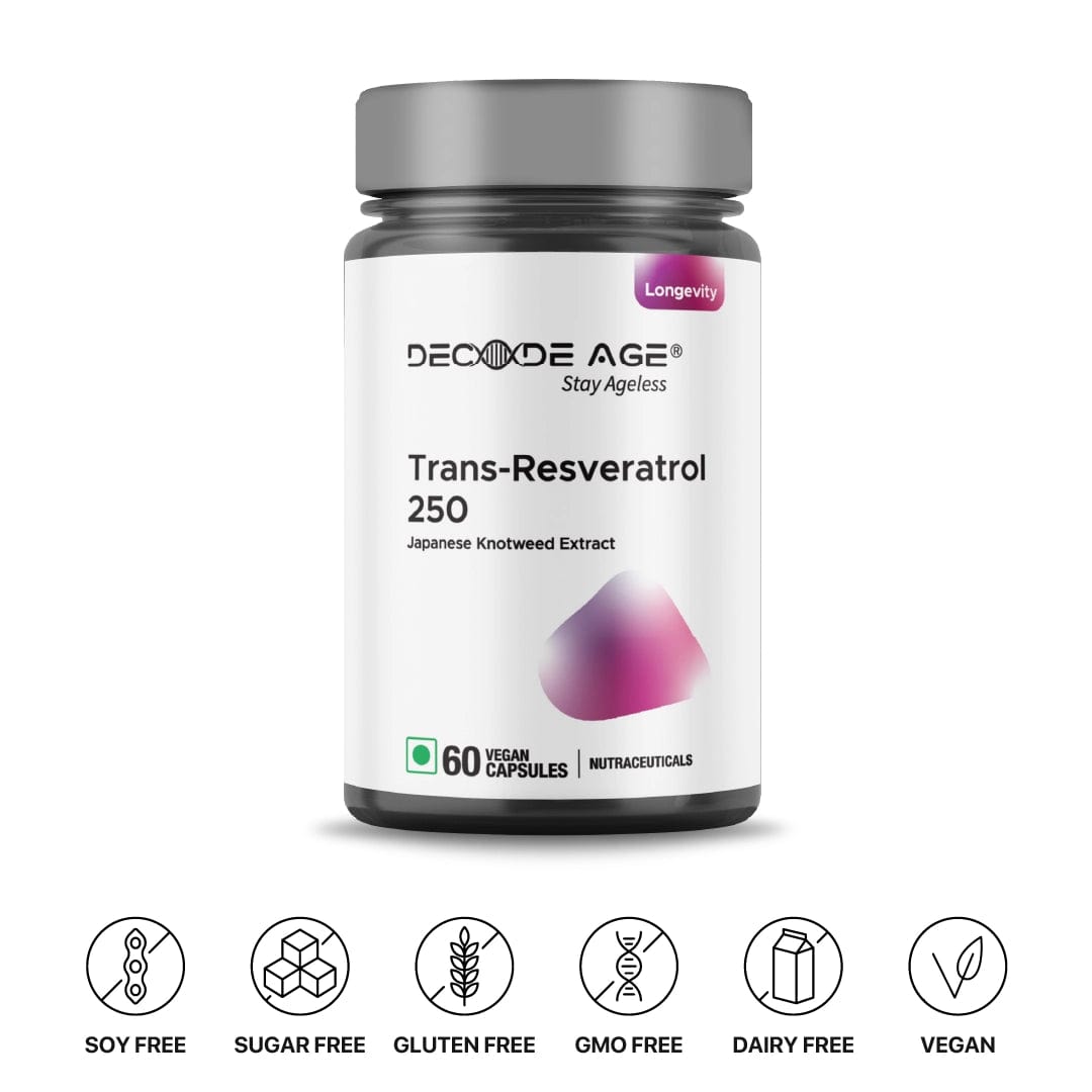 Decode Age Capsule Trans Resveratrol 99.5% Pure - 250mg, 60 Veg Capsules