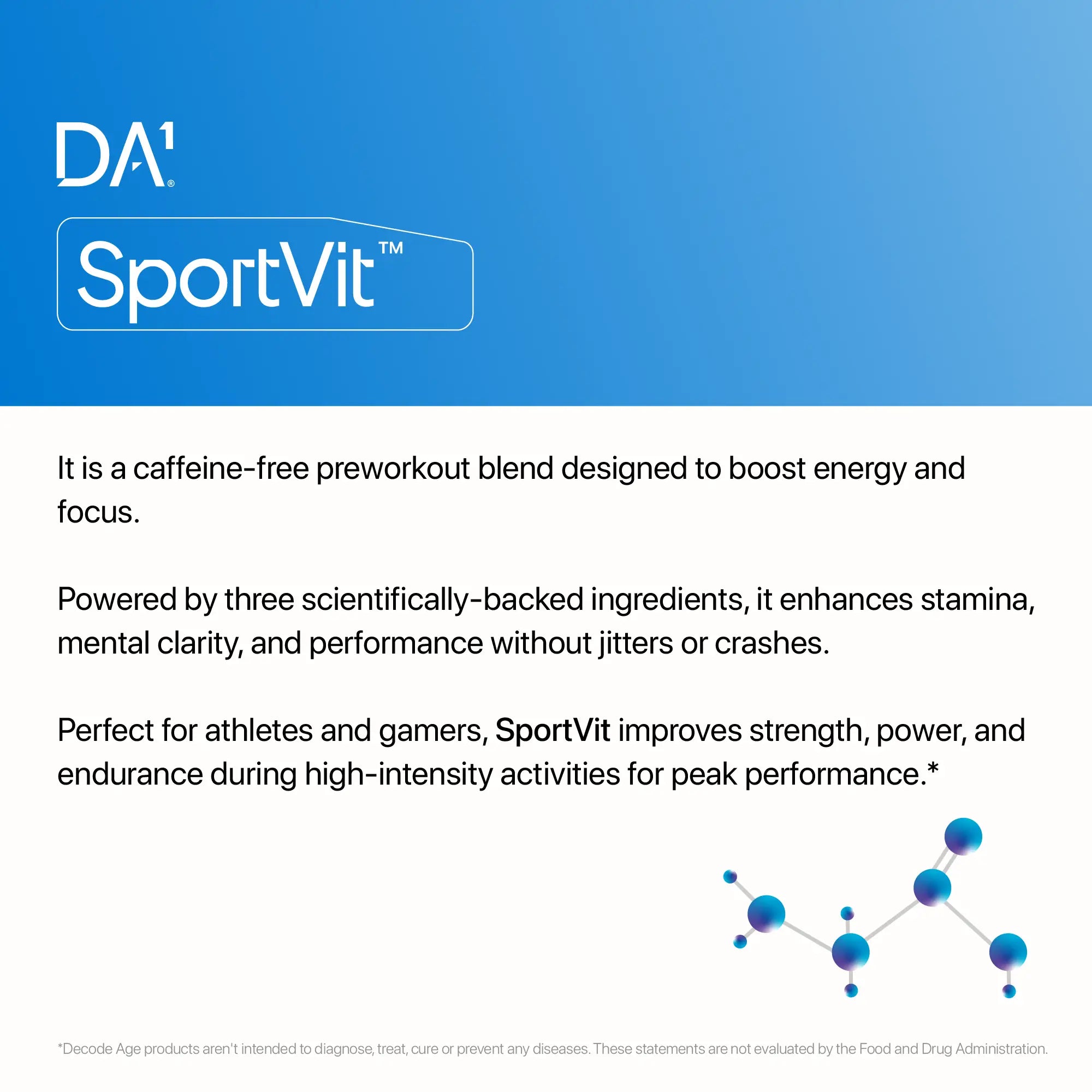 Best Caffeine free pre workout supplement SportVit by Decode Age