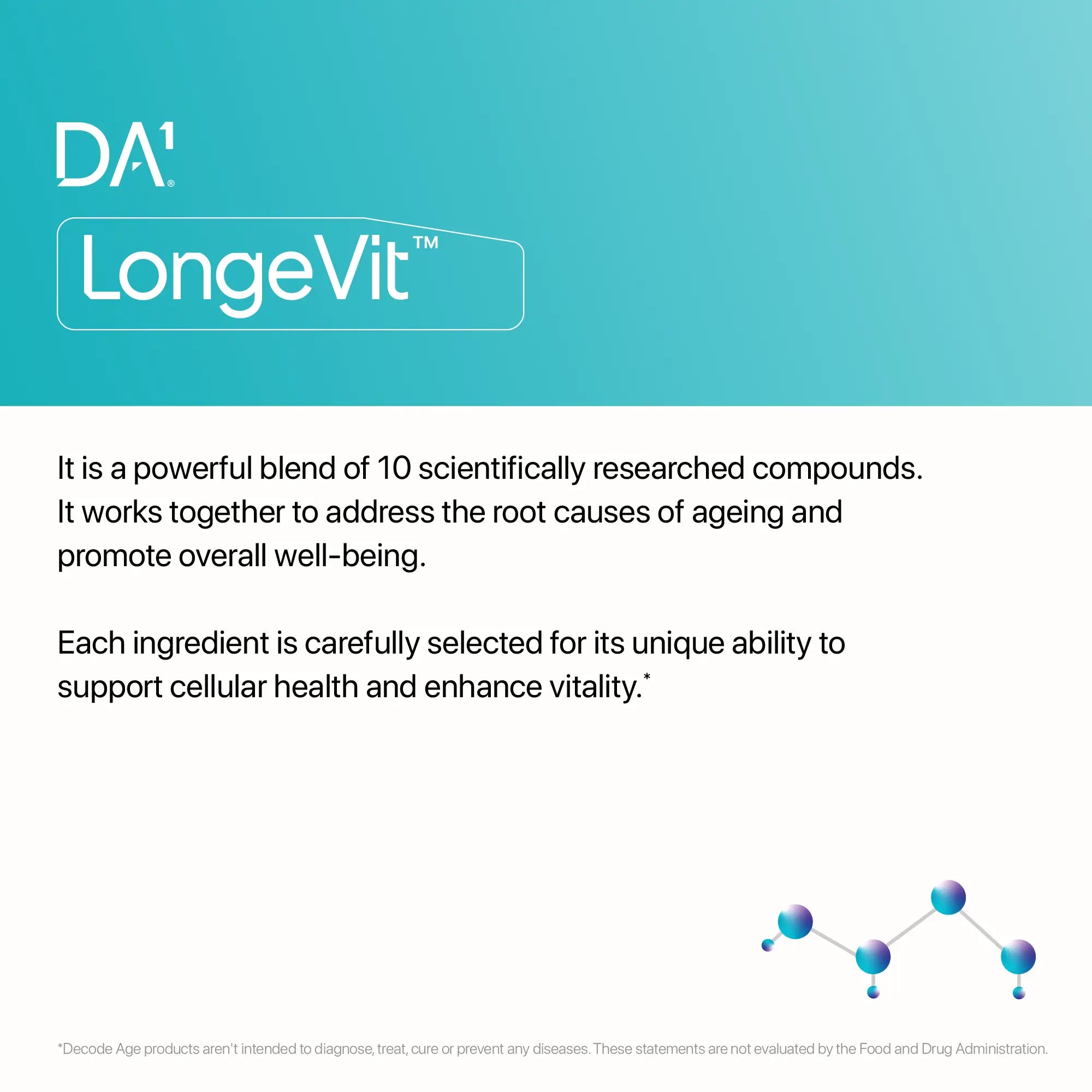 Improve metabolism, immunity, joint, sleep and brain health, support Healthy ageing with LongeVit by Decode Age