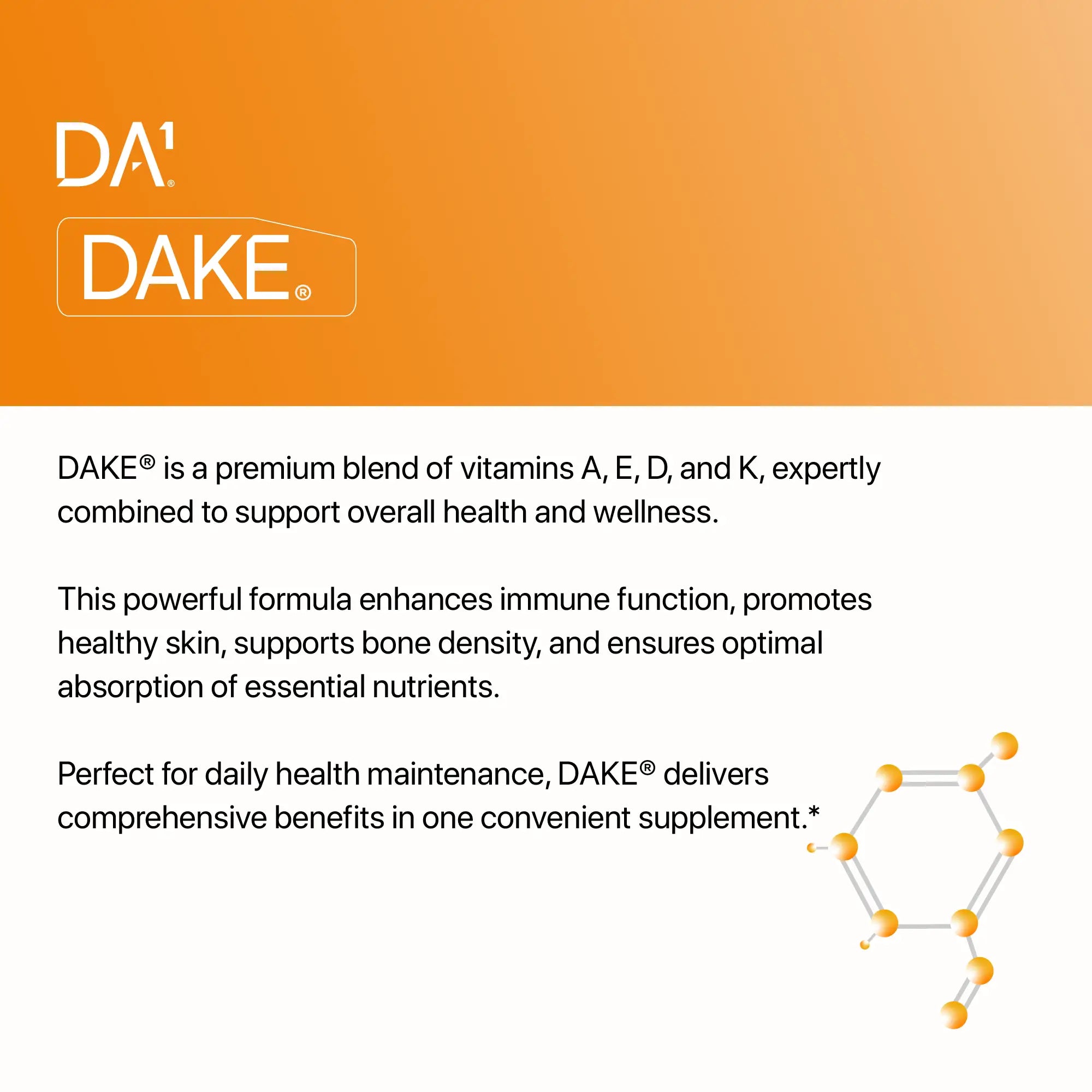 Best multivitamin blend of vitamins D,A,K and E for healthy ageing with DAKE by Decode Age