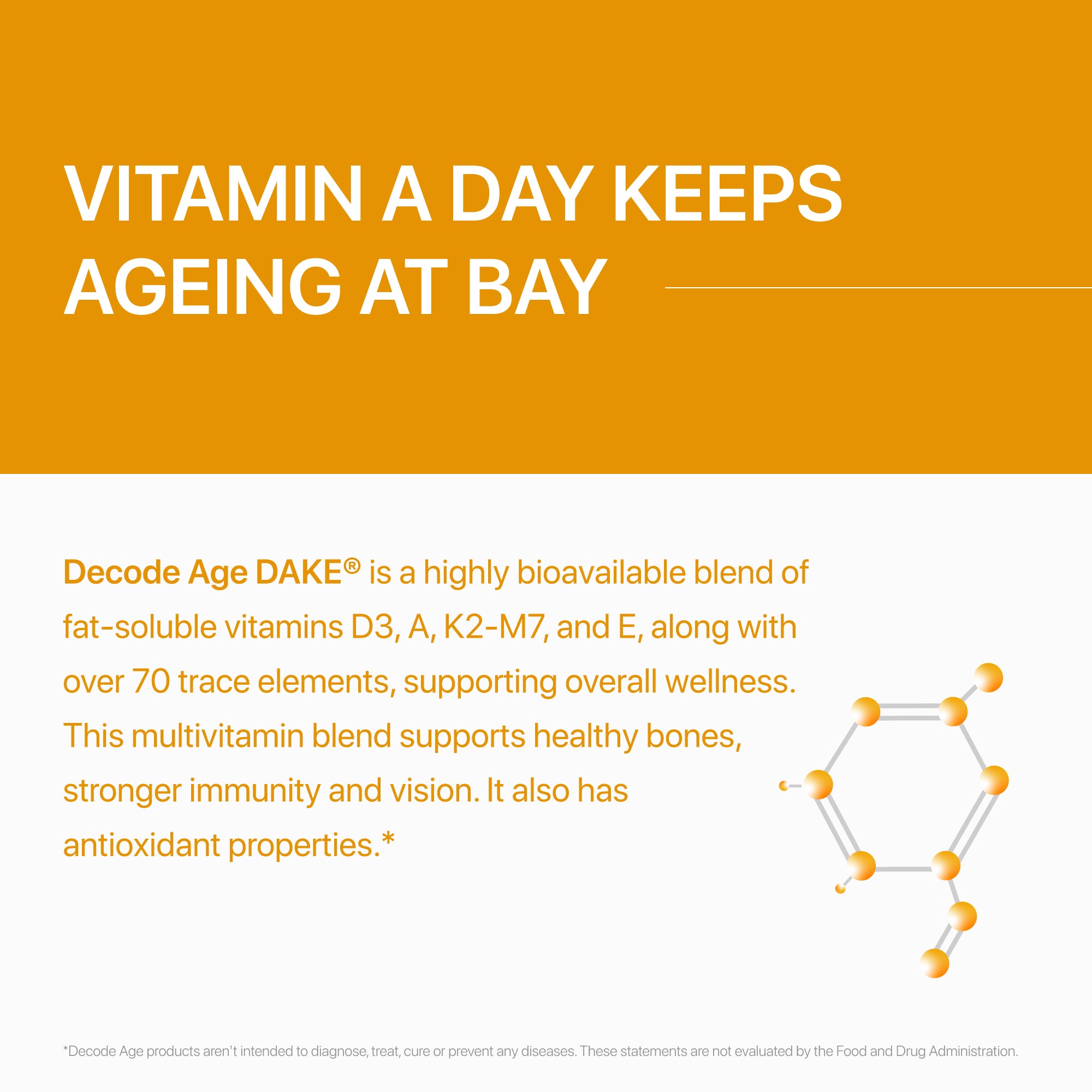 DAKE® | Vitamin D3, K2 (MK-7), A & E | 30 Capsules, Vegan