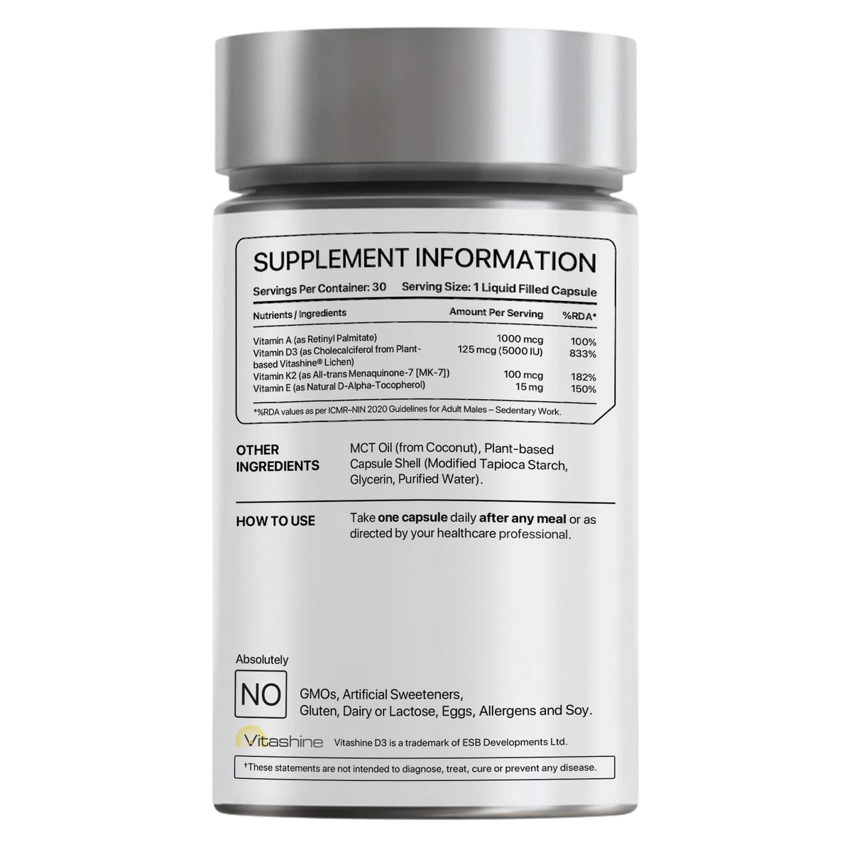 DAKE 5000 IU Multivitamin | High-Potency Vitamin D3, K2(MK-7), A & E Supplements