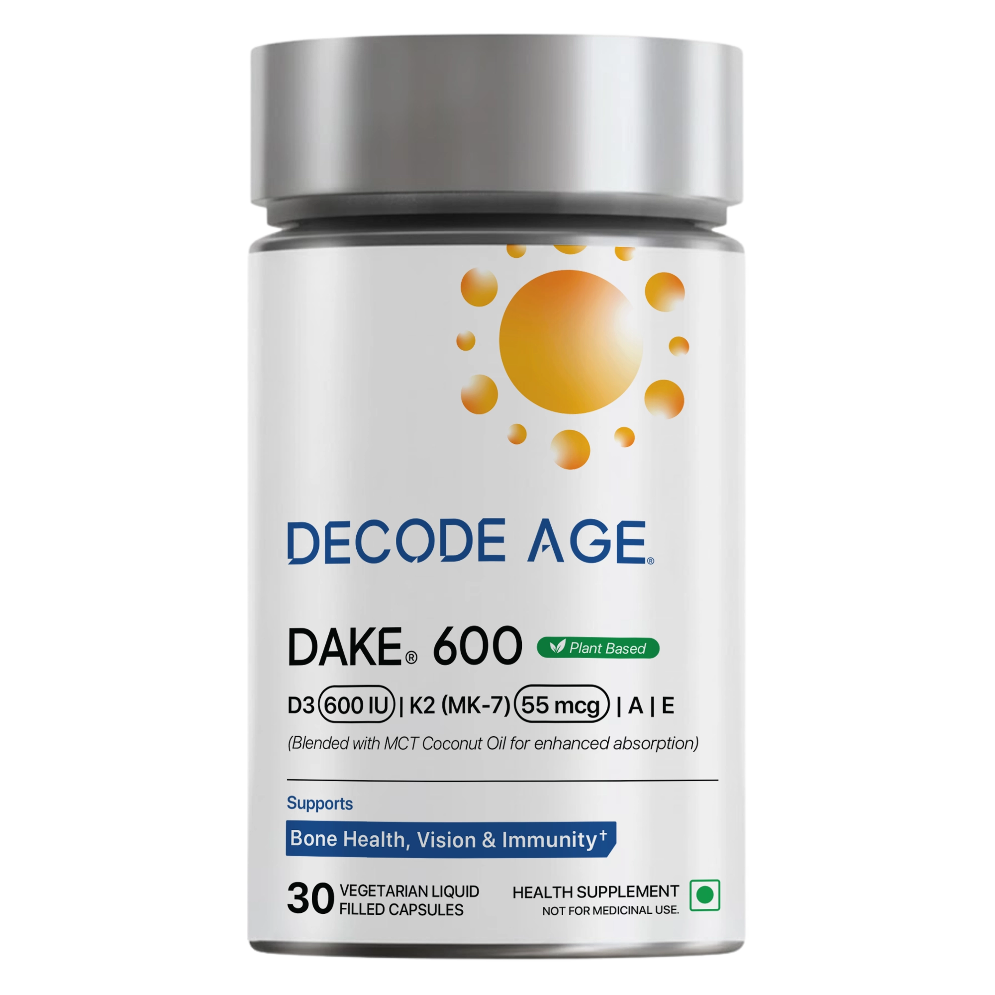 DAKE 600 IU Multivitamin | Vitamin D3, K2 (MK-7), A & E