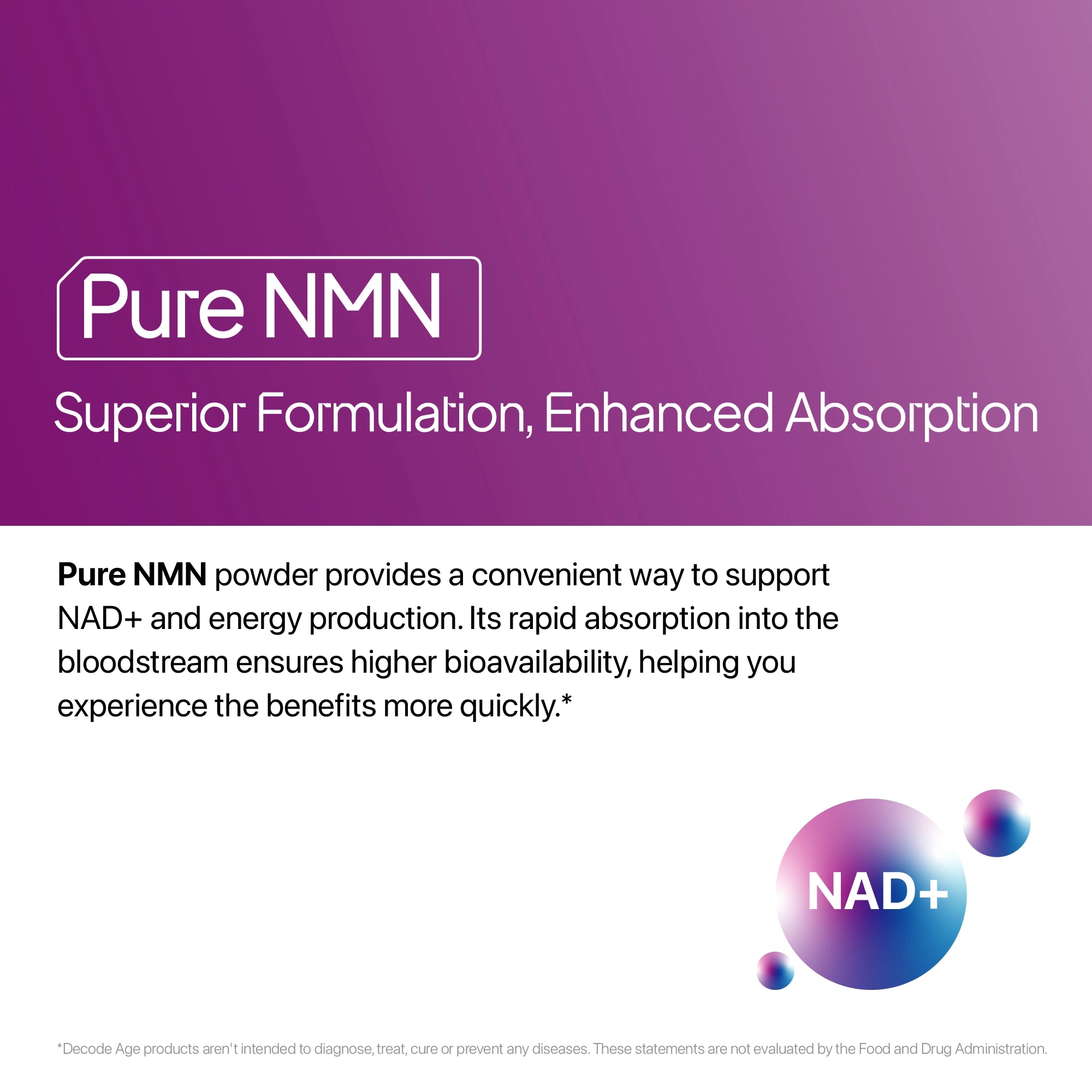 Pure NMN |Βeta Nicotinamide Mononucleotide, 14 Grams, 46 Servings