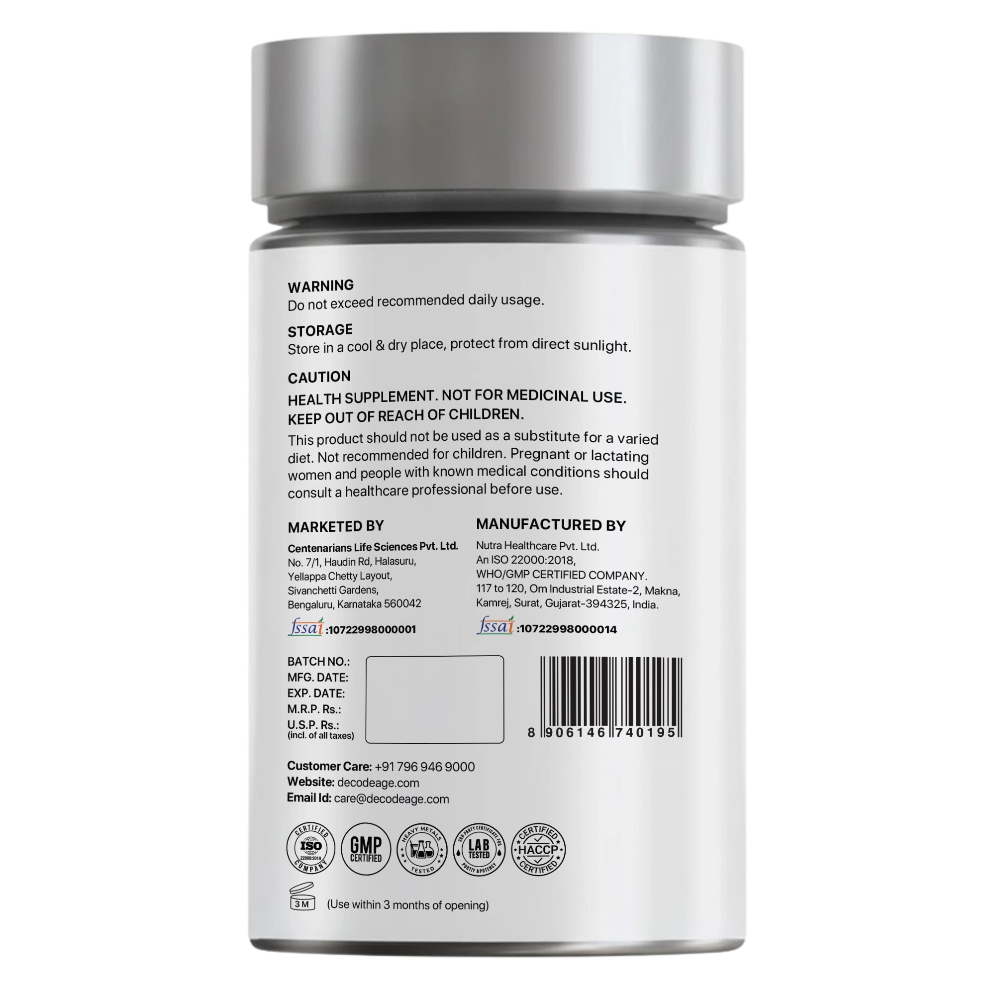 β- NMN | Beta-Nicotinamide Mononucleotide | 250mg