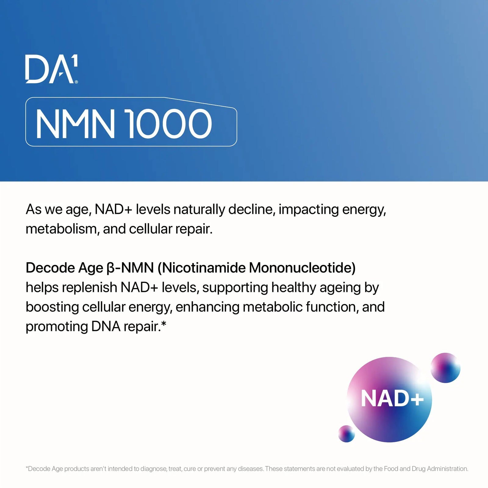 β- NMN | Beta-Nicotinamide Mononucleotide | 1000mg - Decode Age