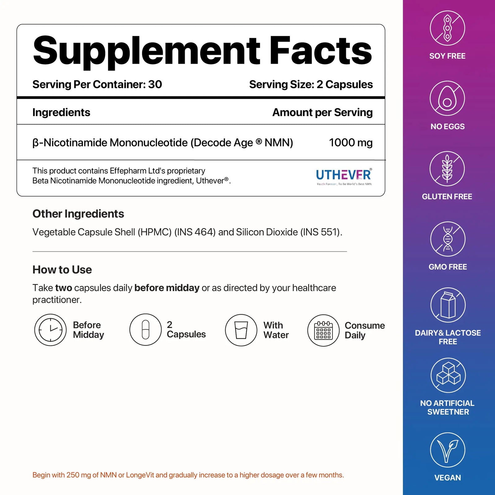 β- NMN | Beta-Nicotinamide Mononucleotide | 1000mg - Decode Age