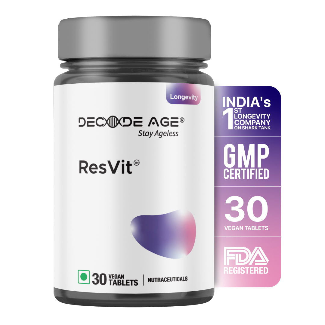 ResVit - Powerful Antioxidant Blend | Protects Cardiovascular & Eye Health | 30 Tablets - Decode Age