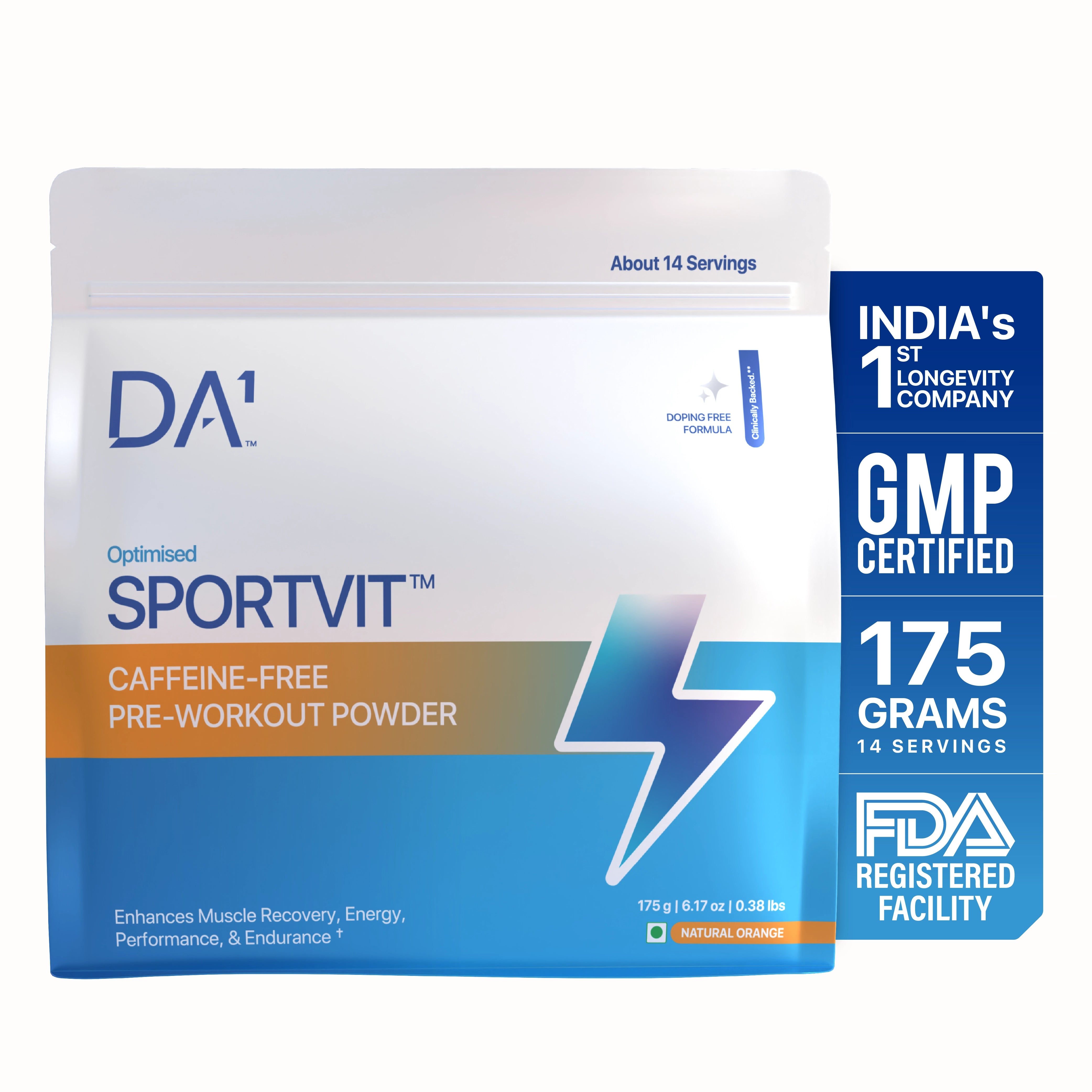 SportVit Caffeine Free Pre-Workout Supplement | 14 Servings