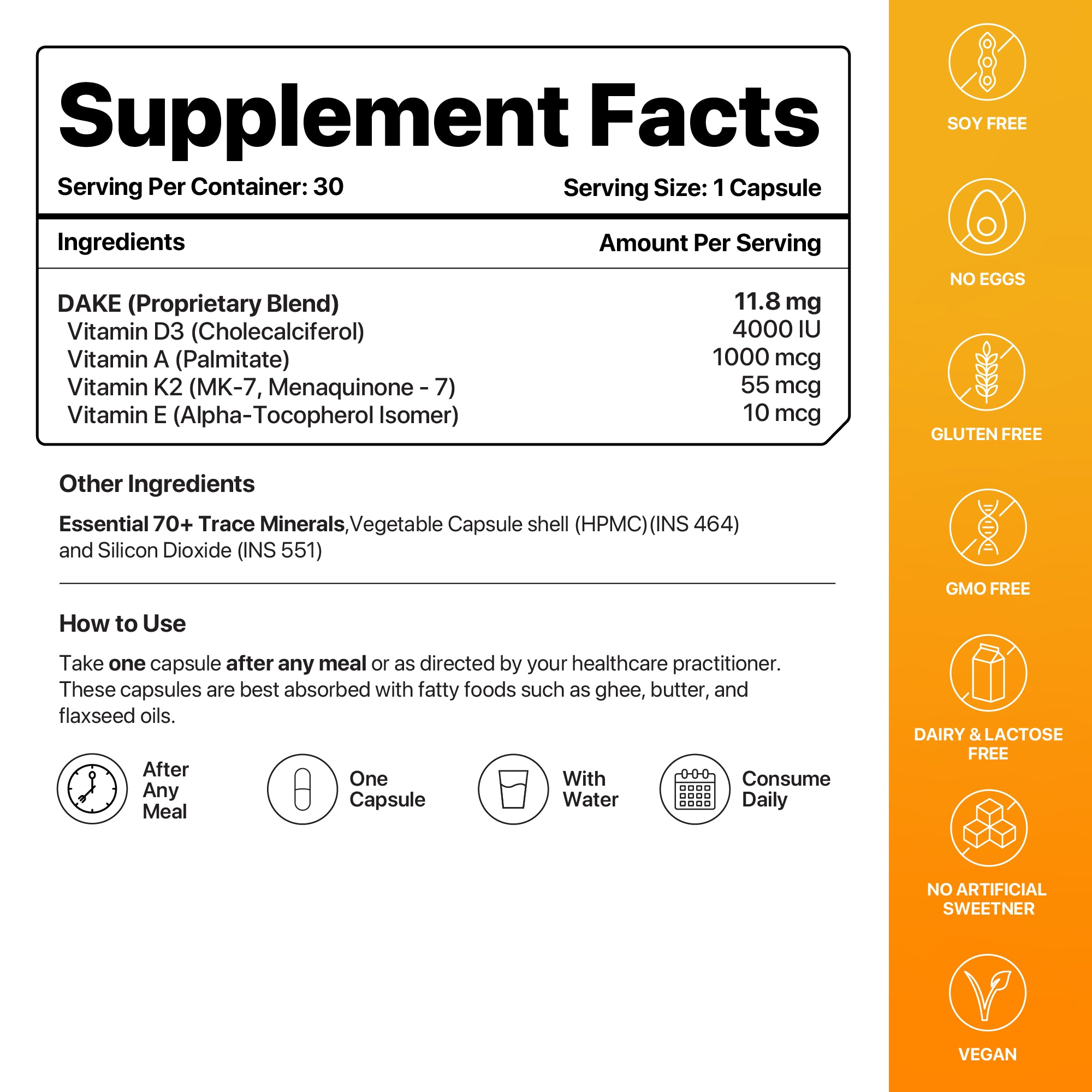 DAKE® | Multivitamin D3, K2 (MK-7), A & E
