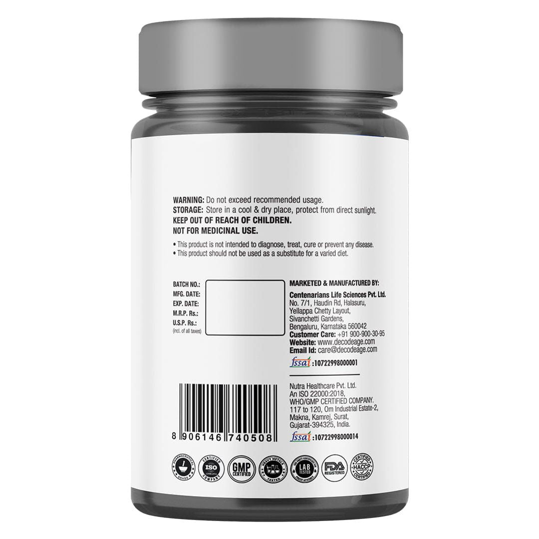 Trans-Pterostilbene 100mg | Potent Antioxidant | 60 Capsules - Decode Age
