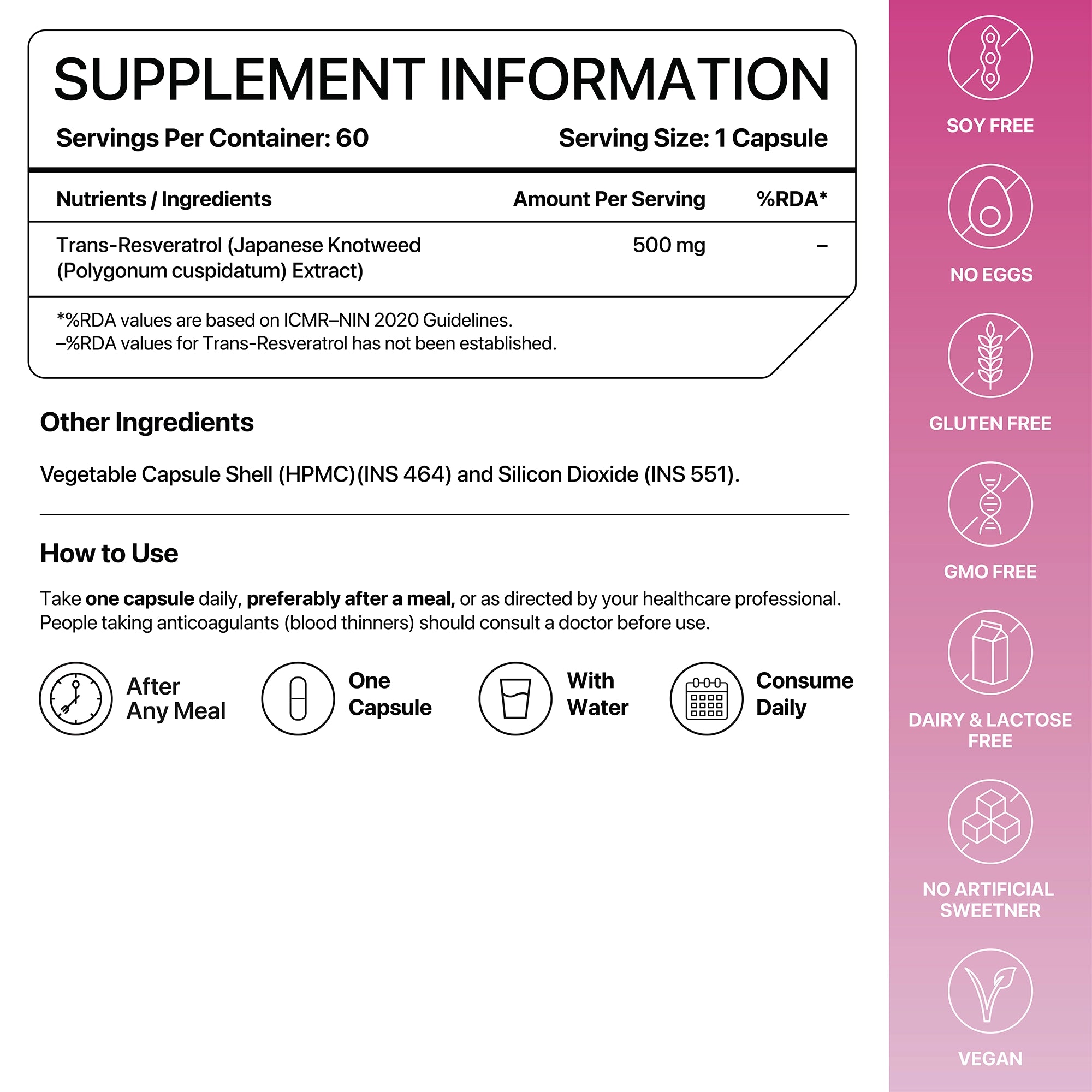 Trans Resveratrol | Japanese Knotweed Extract |500mg