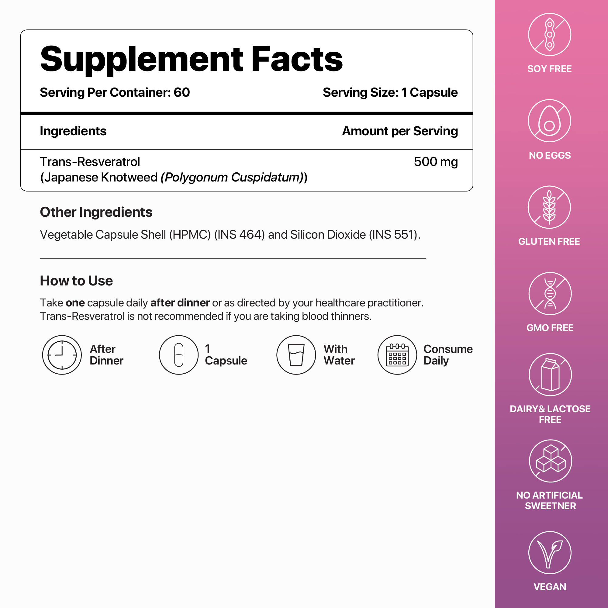 Trans Resveratrol | Japanese Knotweed Extract |500mg