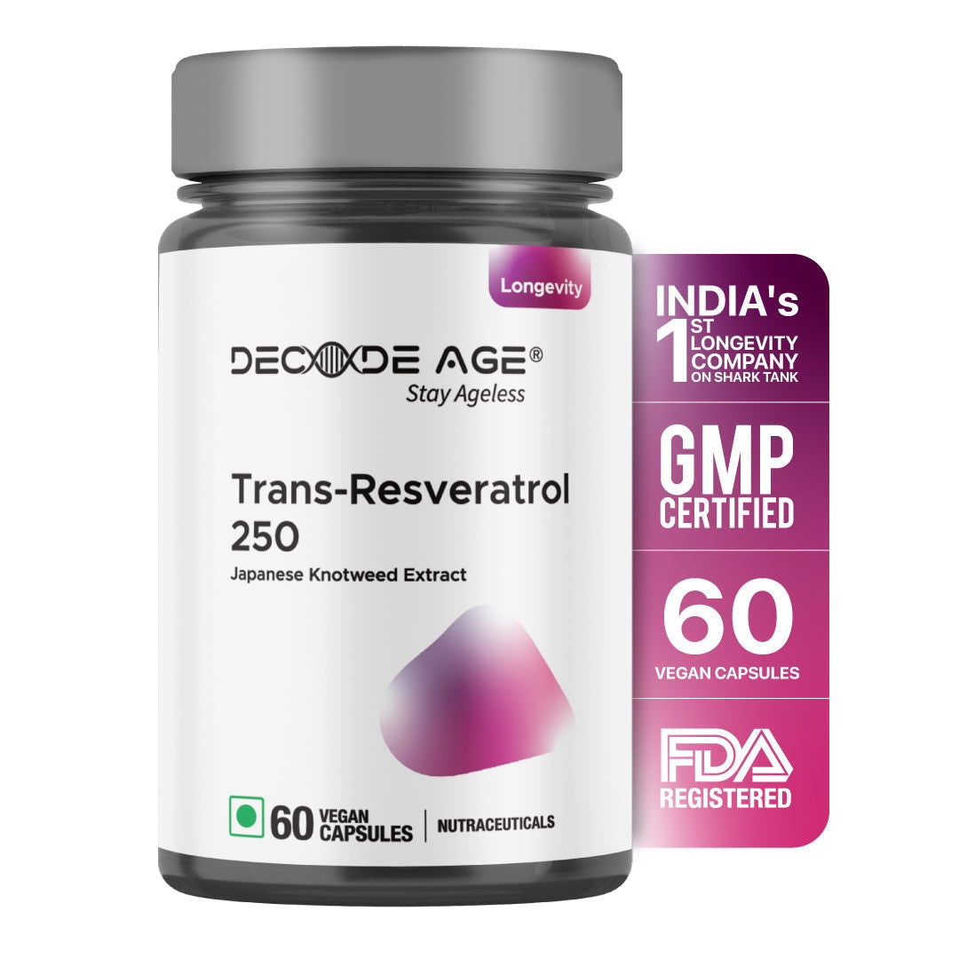 Trans Resveratrol 250mg | 99% Pure Japanese Knotweed Extract | 60 Capsule - Decode Age