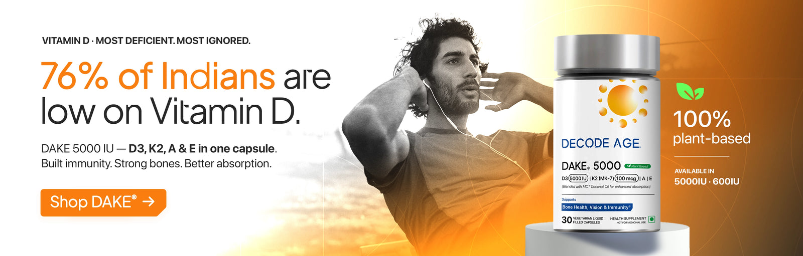 Vitamin D3 K2 supplement with vitamins A and E for immunity, bone strength and healthy ageing support.